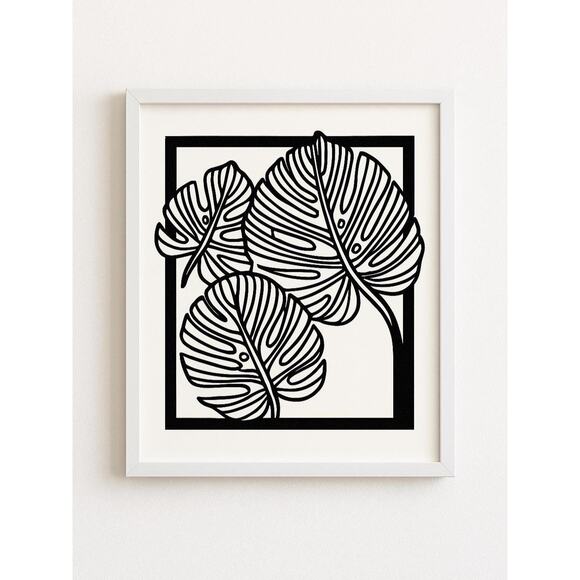 Modern 3D Printed Leaf Line Art Minimalist 8x10 Wall Decor Living Room Office - Picture 1 of 3